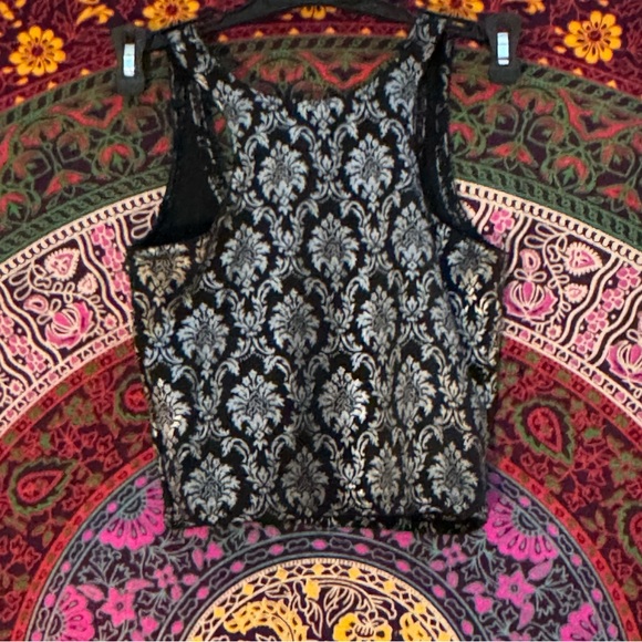 BlackMilk- Wallpaper Shiny Shiny Reversible Crop Top- Size Small - Picture 2 of 6